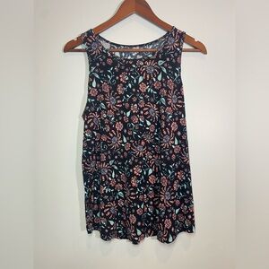 NWOT SO “favorite tank” Black floral racer back tank top size Med